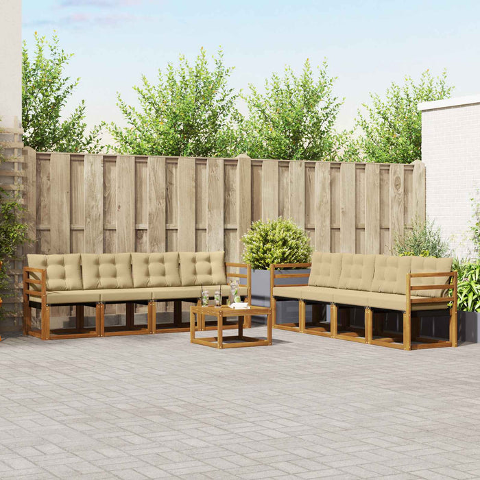 Set de canapele de exterior cu pernă 9 pcs Natural și Bej - WALTI WALTI