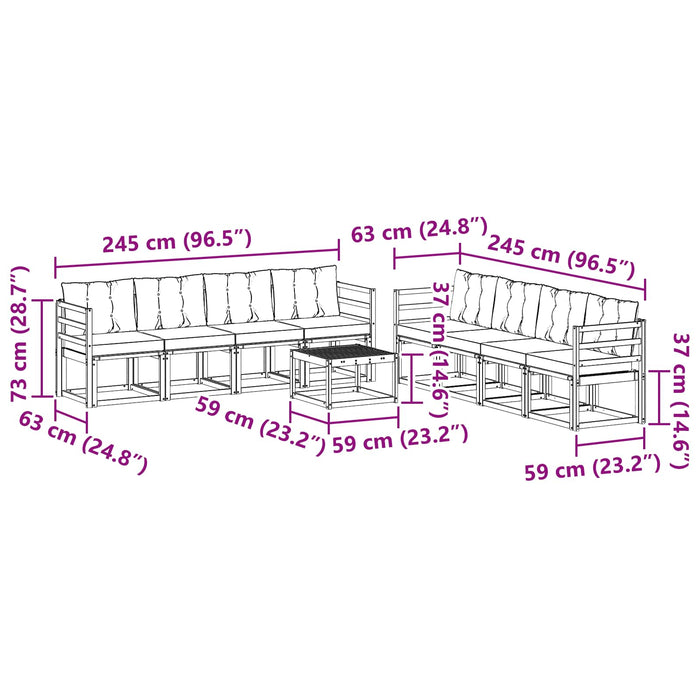 Set de canapele de exterior cu pernă 9 pcs Natural și Bej - WALTI WALTI