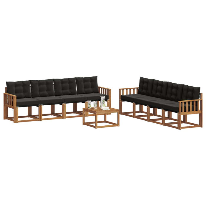 Set de canapele de exterior cu pernă 9 pcs Natural și Negru - WALTI WALTI