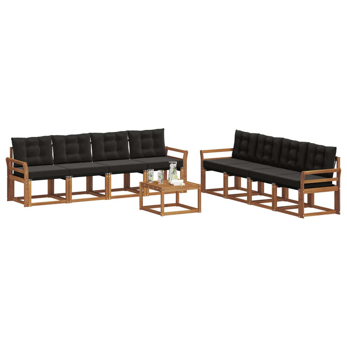 Set de canapele de exterior cu pernă 9 pcs Natural și Negru - WALTI WALTI
