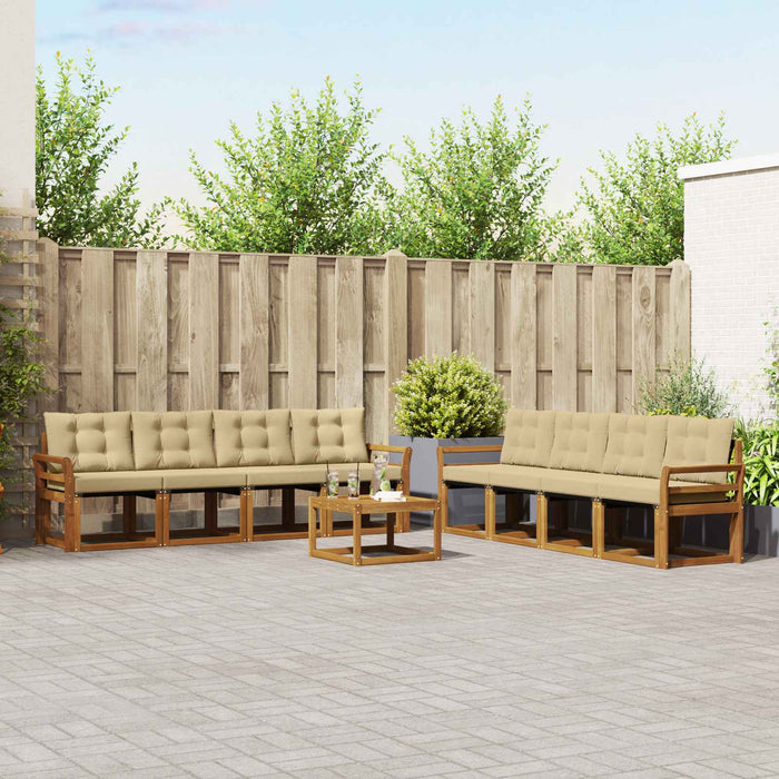Set de canapele de exterior cu pernă 9 pcs Natural și Bej - WALTI WALTI