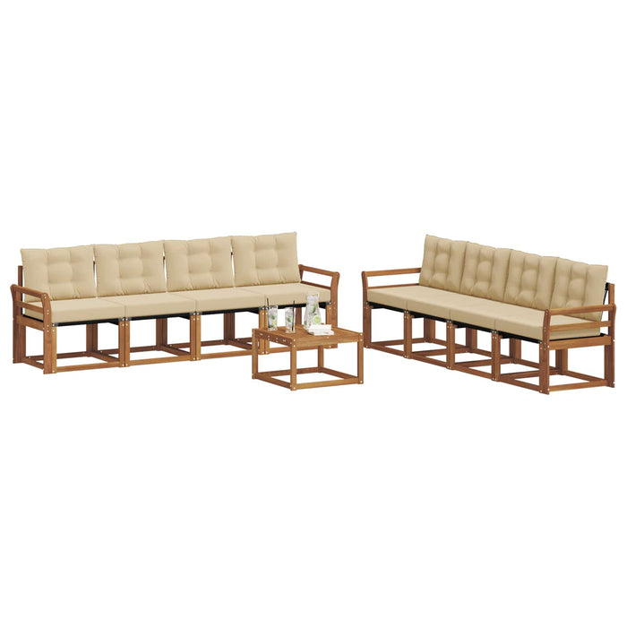 Set de canapele de exterior cu pernă 9 pcs Natural și Bej - WALTI WALTI