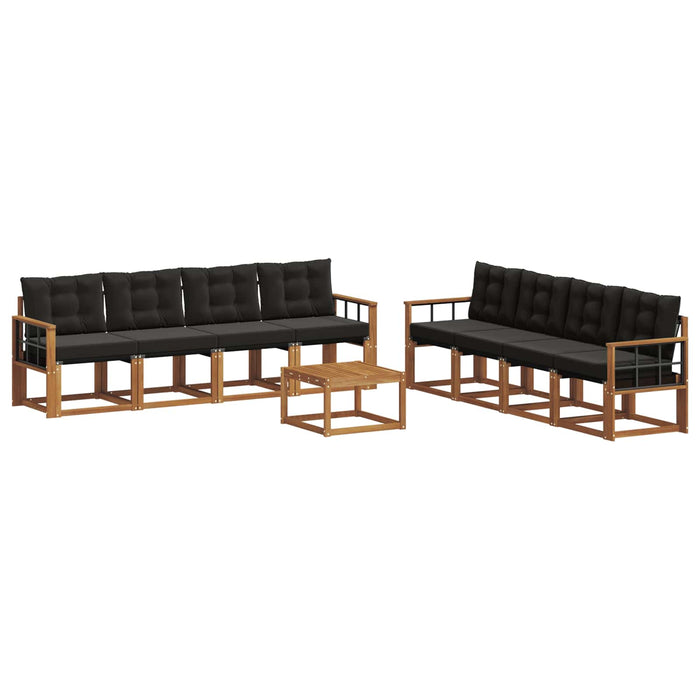 Set de canapele de exterior cu pernă 9 pcs Natural și Negru - WALTI WALTI