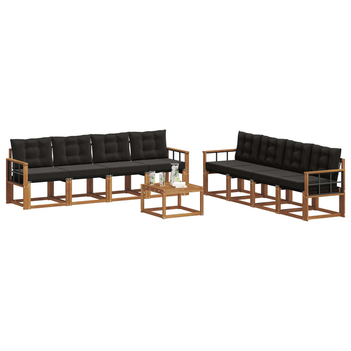 Set de canapele de exterior cu pernă 9 pcs Natural și Negru - WALTI WALTI