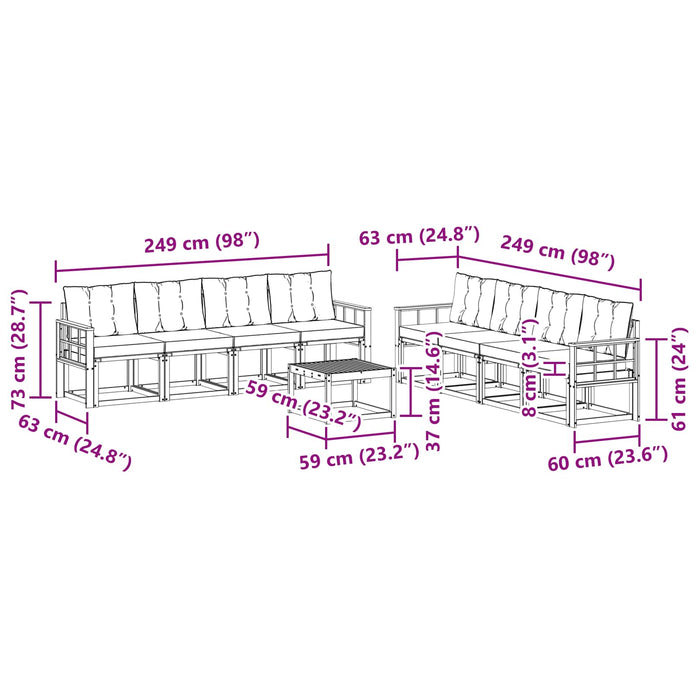 Set de canapele de exterior cu pernă 9 pcs Natural și Bej - WALTI WALTI