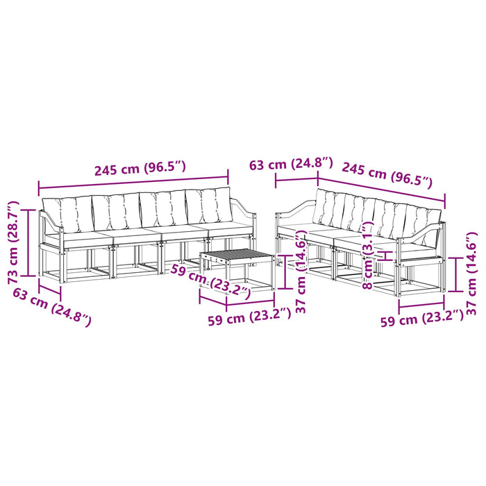 Set de canapele de exterior 9 pcs Gri natural și deschis - WALTI WALTI