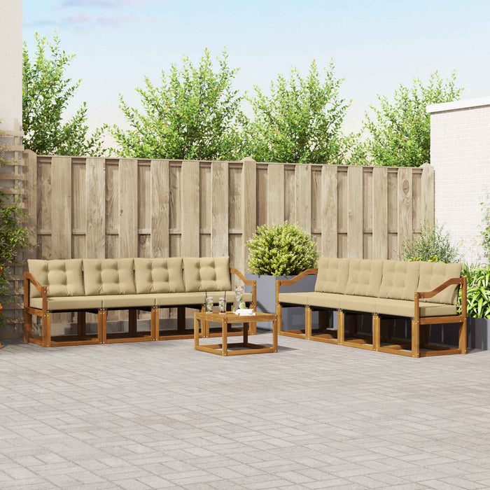 Set de canapele de exterior cu pernă 9 pcs Natural și Bej - WALTI WALTI