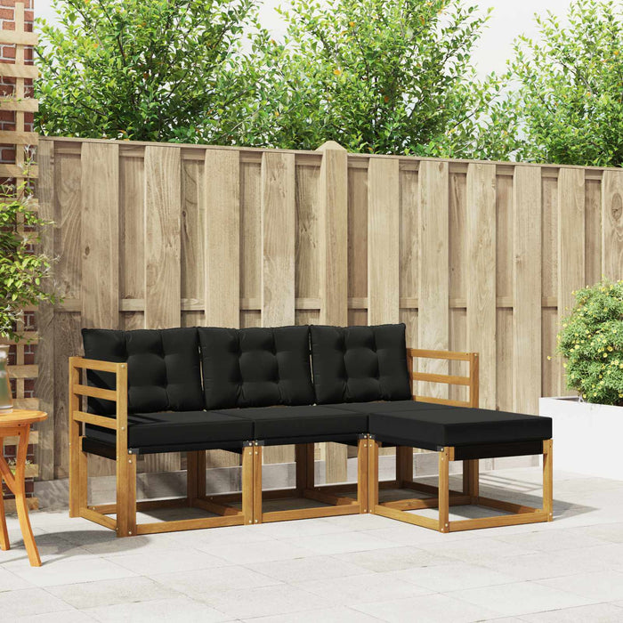 Set de canapele de exterior cu pernă 4 pcs Natural și Negru - WALTI WALTI