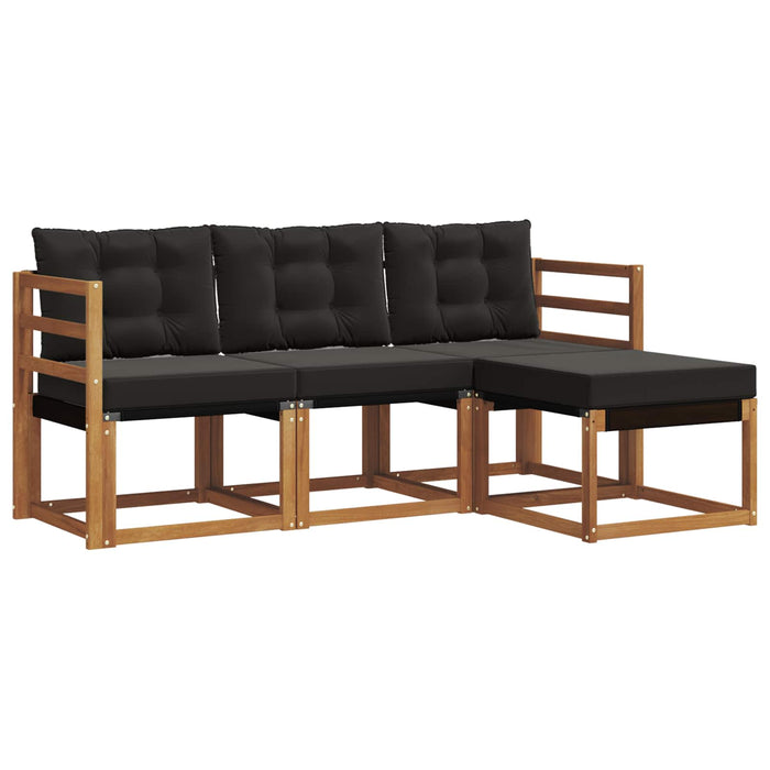 Set de canapele de exterior cu pernă 4 pcs Natural și Negru - WALTI WALTI