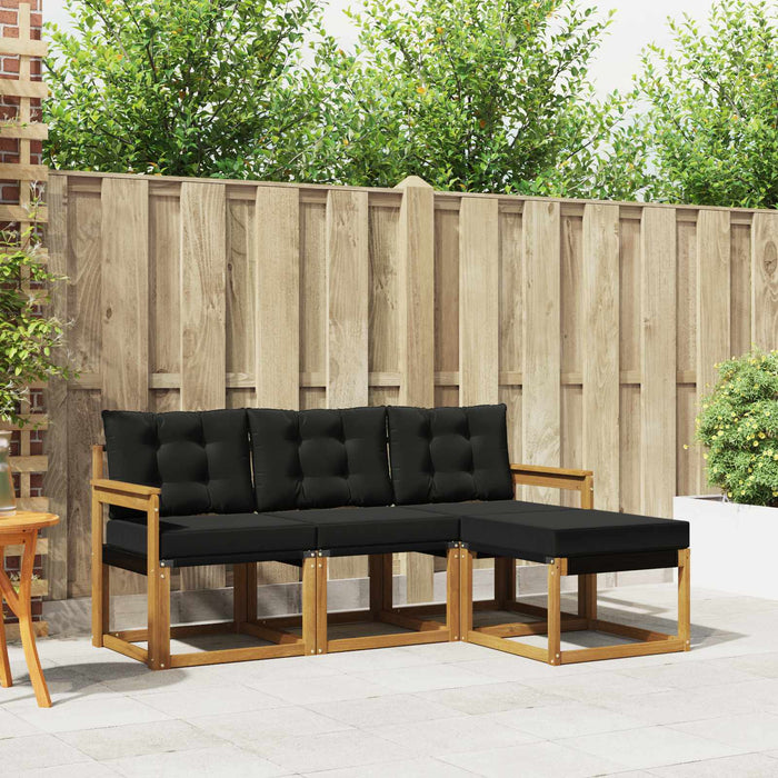 Set de canapele de exterior cu pernă 4 pcs Natural și Negru - WALTI WALTI
