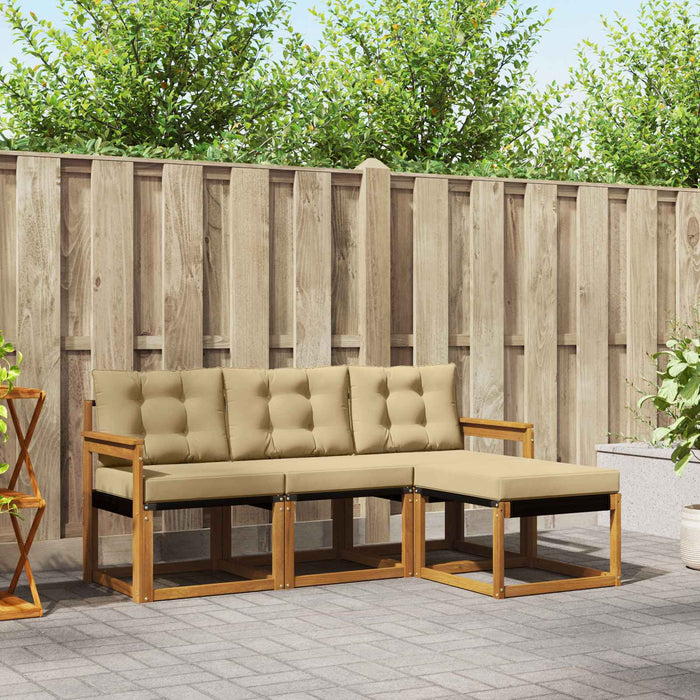 Set de canapele de exterior cu pernă 4 pcs Natural și Bej - WALTI WALTI