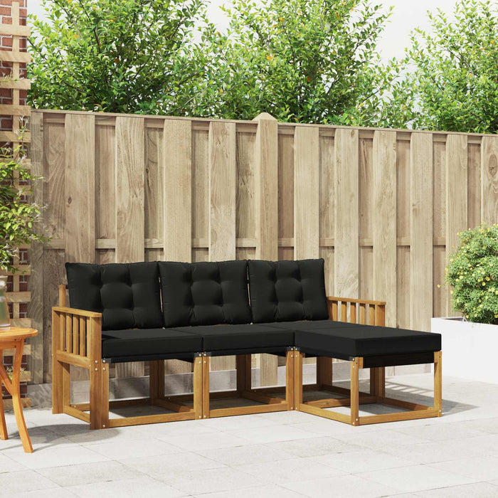 Set de canapele de exterior cu pernă 4 pcs Natural și Negru - WALTI WALTI