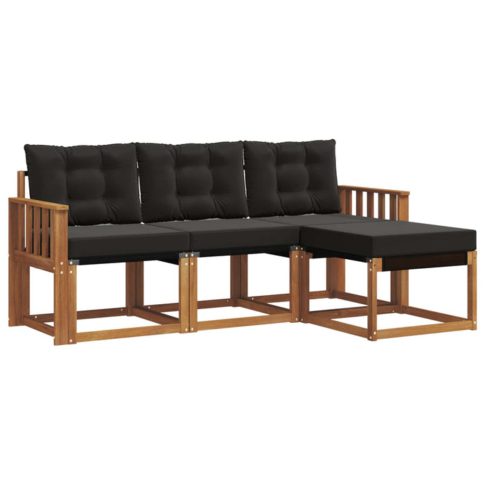Set de canapele de exterior cu pernă 4 pcs Natural și Negru - WALTI WALTI