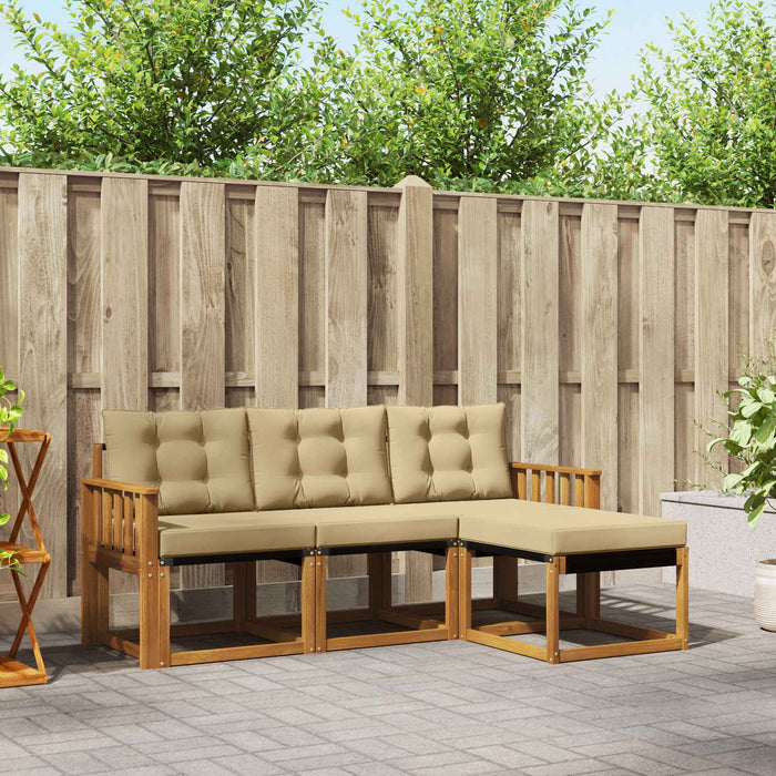 Set de canapele de exterior cu pernă 4 pcs Natural și Bej - WALTI WALTI