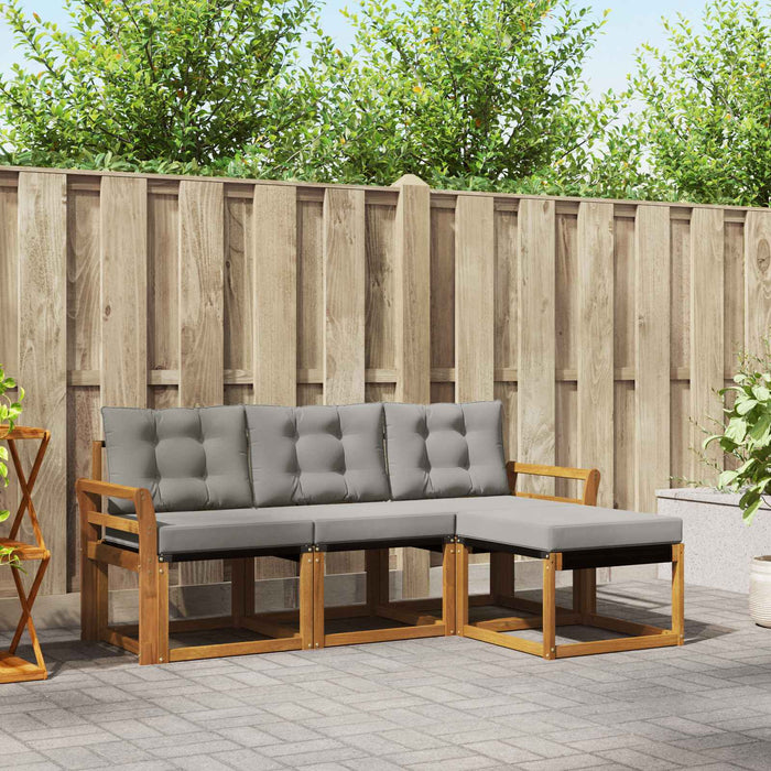 Set de canapele de exterior 4 pcs Gri natural și deschis - WALTI WALTI