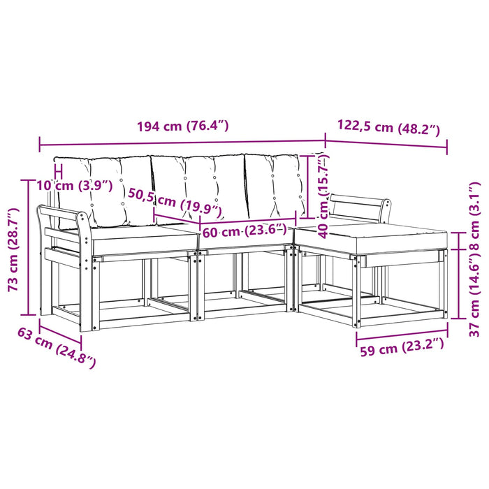 Set de canapele de exterior 4 pcs Gri natural și deschis - WALTI WALTI