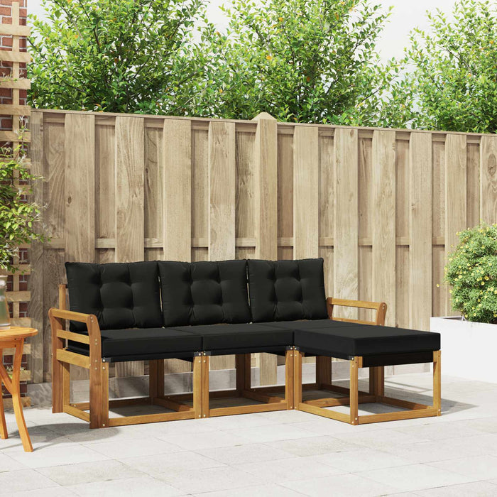 Set de canapele de exterior cu pernă 4 pcs Natural și Negru - WALTI WALTI