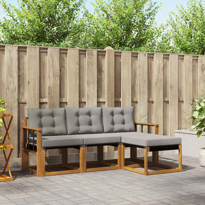 Set de canapele de exterior 4 pcs Gri natural și deschis - WALTI WALTI