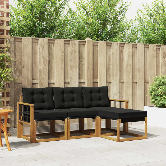Set de canapele de exterior cu pernă 4 pcs Natural și Negru - WALTI WALTI