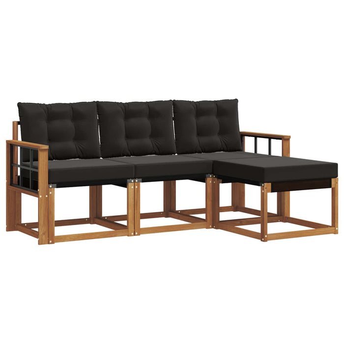 Set de canapele de exterior cu pernă 4 pcs Natural și Negru - WALTI WALTI