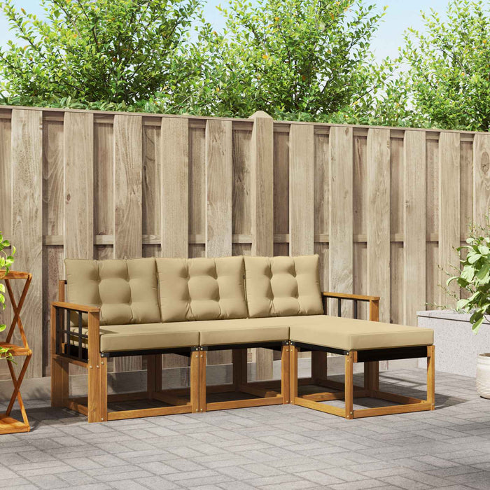 Set de canapele de exterior cu pernă 4 pcs Natural și Bej - WALTI WALTI