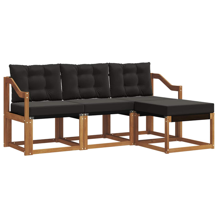 Set de canapele de exterior cu pernă 4 pcs Natural și Negru - WALTI WALTI
