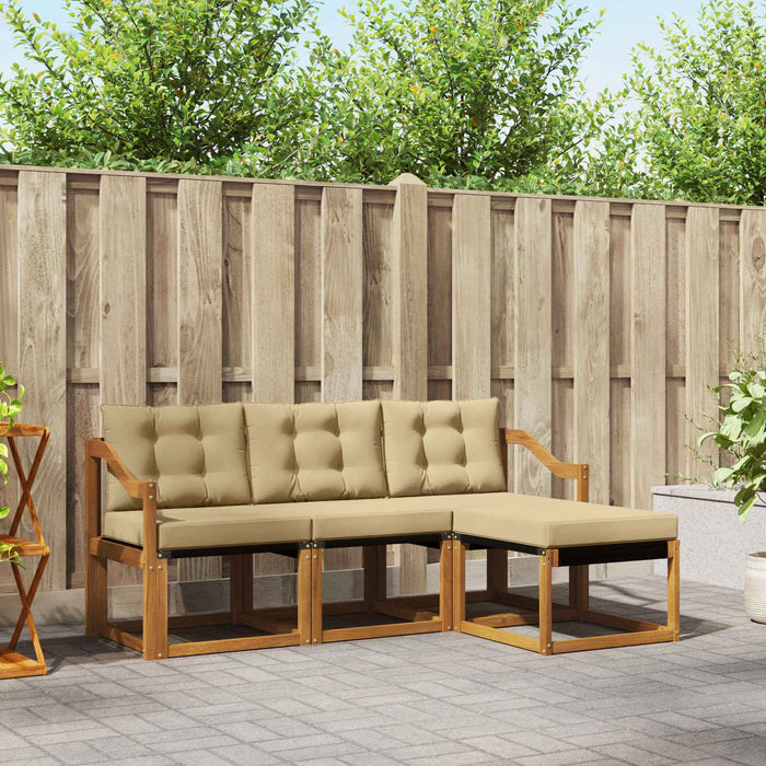 Set de canapele de exterior cu pernă 4 pcs Natural și Bej - WALTI WALTI