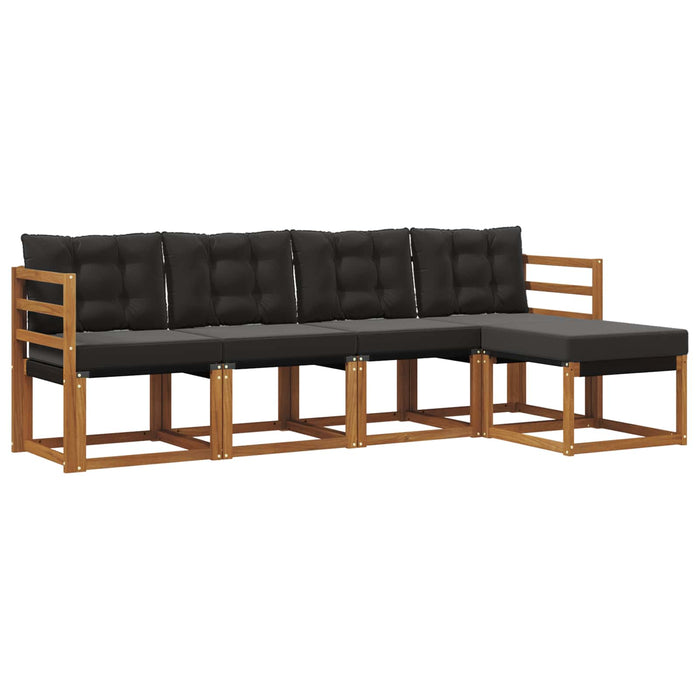 Set de canapele de exterior cu pernă 5 pcs Natural și Negru - WALTI WALTI