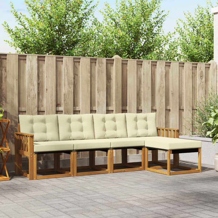 Set de canapele de exterior cu pernă 5 pcs Natural și Crem - WALTI WALTI