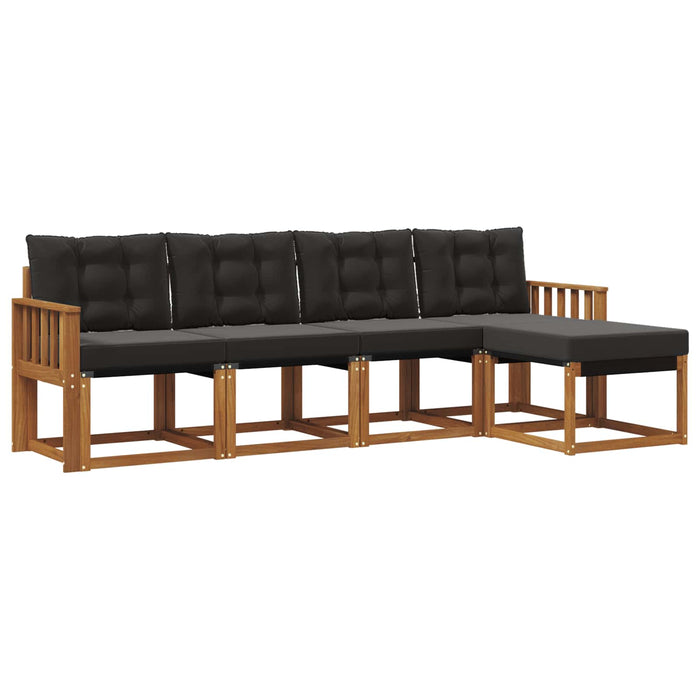 Set de canapele de exterior cu pernă 5 pcs Natural și Negru - WALTI WALTI