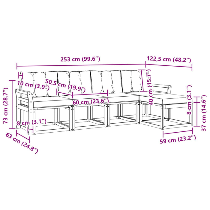 Set de canapele de exterior cu pernă 5 pcs Natural și Crem - WALTI WALTI