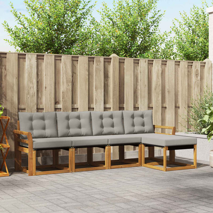 Set de canapele de exterior 5 pcs Gri natural și deschis - WALTI WALTI