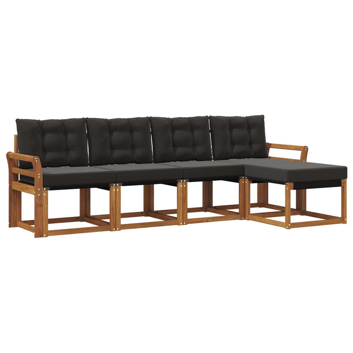 Set de canapele de exterior cu pernă 5 pcs Natural și Negru - WALTI WALTI