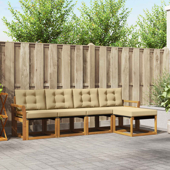 Set de canapele de exterior cu pernă 5 pcs Natural și Bej - WALTI WALTI