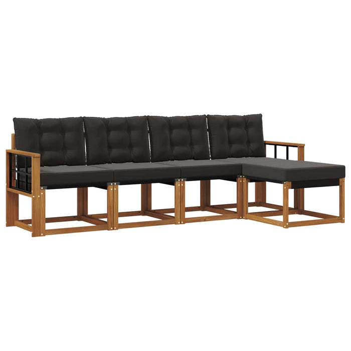 Set de canapele de exterior cu pernă 5 pcs Natural și Negru - WALTI WALTI