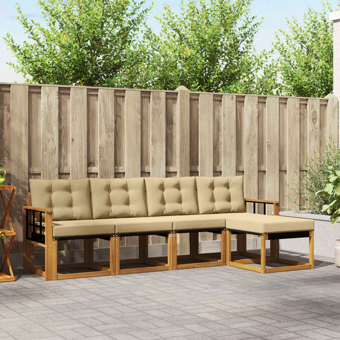 Set de canapele de exterior cu pernă 5 pcs Natural și Bej - WALTI WALTI
