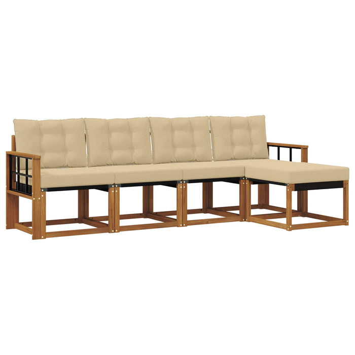 Set de canapele de exterior cu pernă 5 pcs Natural și Bej - WALTI WALTI