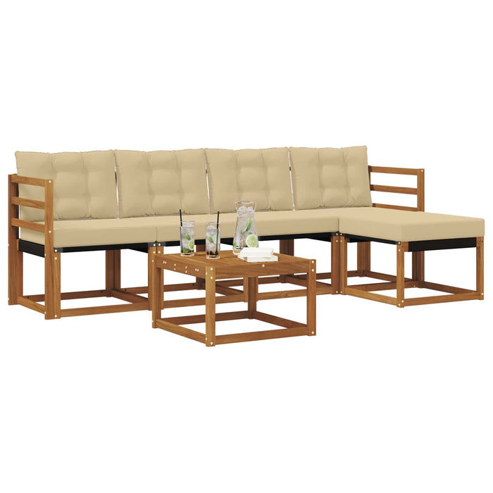 Set de canapele de exterior cu pernă 6 pcs Natural și Bej - WALTI WALTI