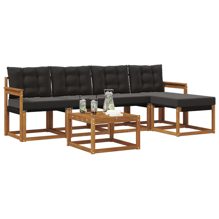 Set de canapele de exterior cu pernă 6 pcs Natural și Negru - WALTI WALTI