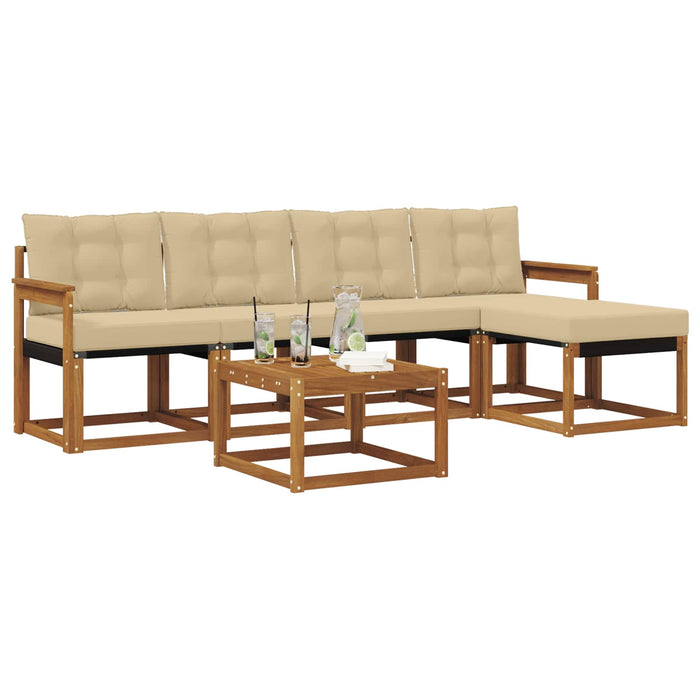 Set de canapele de exterior cu pernă 6 pcs Natural și Bej - WALTI WALTI