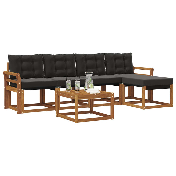 Set de canapele de exterior cu pernă 6 pcs Natural și Negru - WALTI WALTI