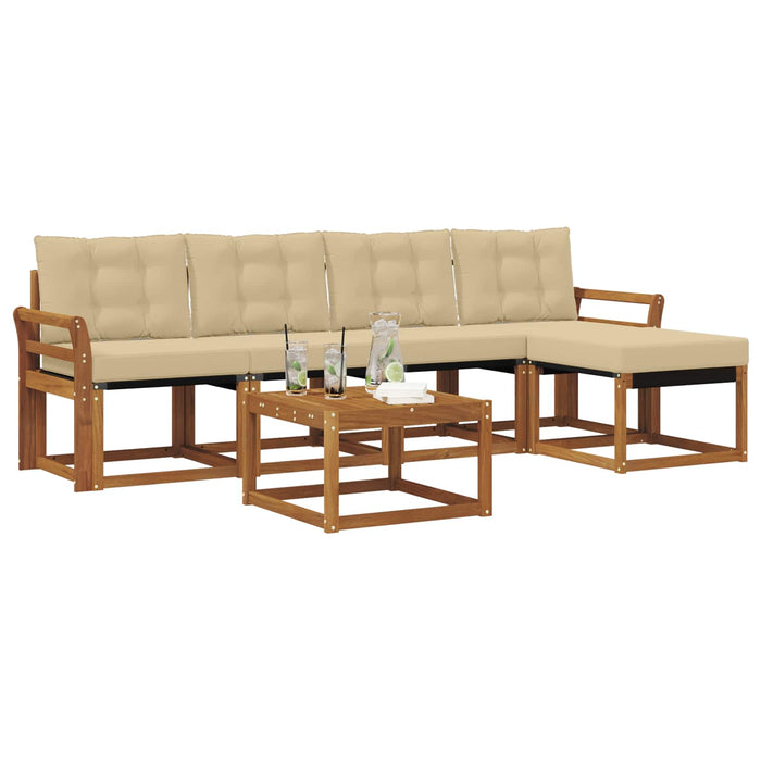 Set de canapele de exterior cu pernă 6 pcs Natural și Bej - WALTI WALTI