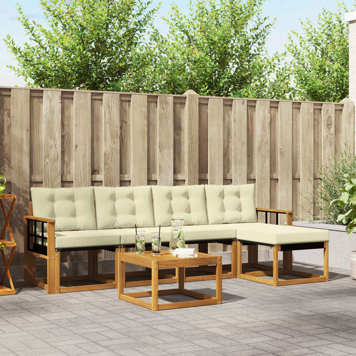 Set de canapele de exterior cu pernă 6 pcs Natural și Crem - WALTI WALTI