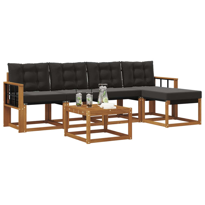 Set de canapele de exterior cu pernă 6 pcs Natural și Negru - WALTI WALTI