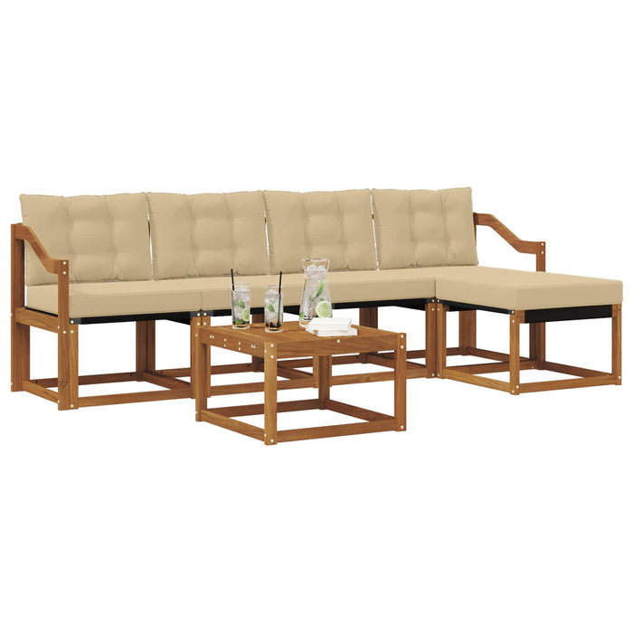 Set de canapele de exterior cu pernă 6 pcs Natural și Bej - WALTI WALTI
