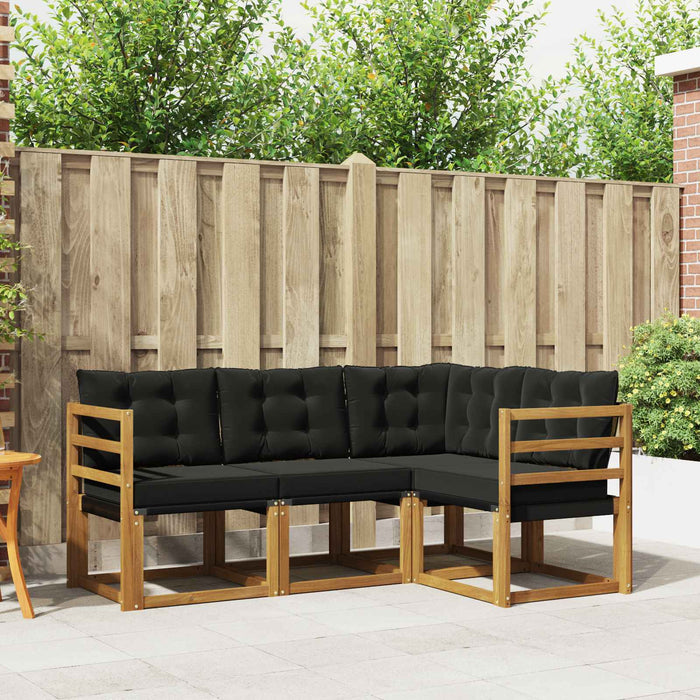 Set de canapele de exterior cu pernă 4 pcs Natural și Negru - WALTI WALTI