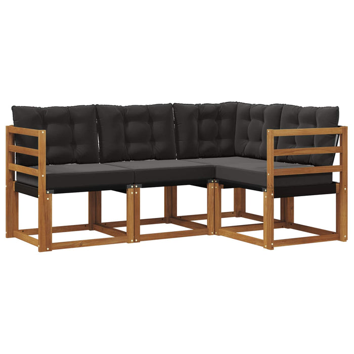Set de canapele de exterior cu pernă 4 pcs Natural și Negru - WALTI WALTI