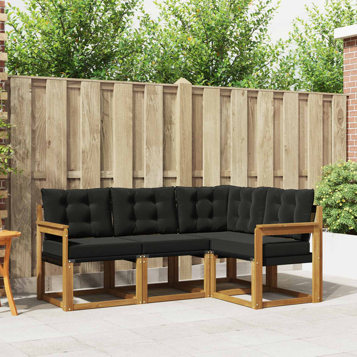 Set de canapele de exterior cu pernă 4 pcs Natural și Negru - WALTI WALTI