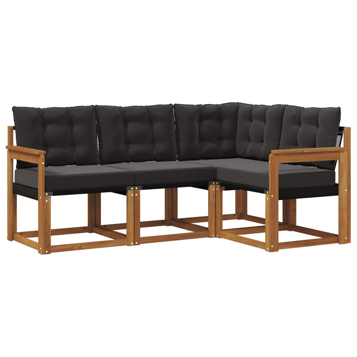 Set de canapele de exterior cu pernă 4 pcs Natural și Negru - WALTI WALTI
