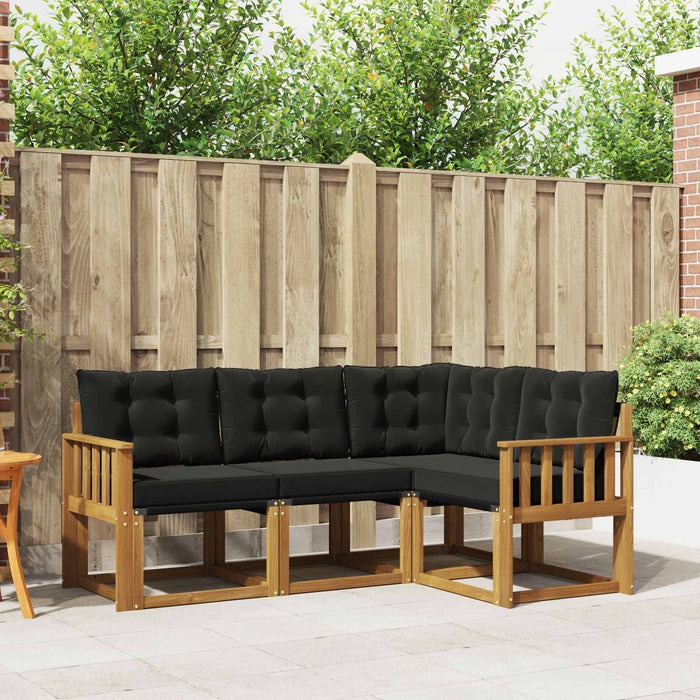 Set de canapele de exterior cu pernă 4 pcs Natural și Negru - WALTI WALTI